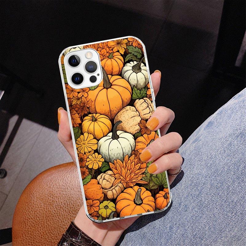 Pumpkin Happy Fall Autumn Phone Case For iPhone 17 Air 16 Pro Max 16E 15 + 14 Plus 11 12 13 Mini 7 8 SE Gift Print Cover Fundas