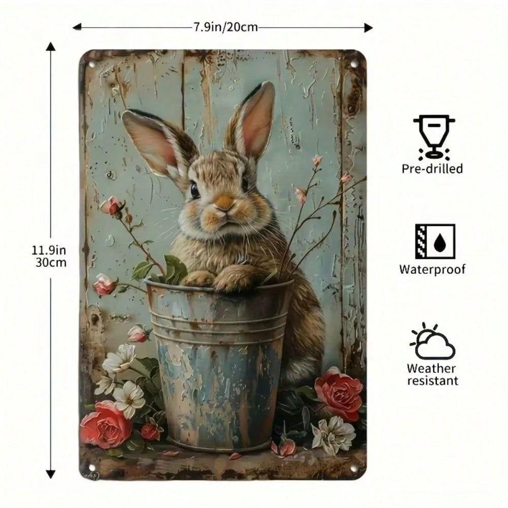 Vintage Easter Rabbit Metal Poster Wall Art