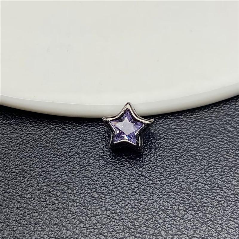 9mm 14k Zircon Pentagram Pendant: 3D Colorful Star with Inlaid Diamonds for DIY Nail Art