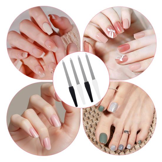 8Pcs Double-sided Metal Nail File with Ergonomic Non-slip Handle Professional Men Women Stainless Steel Gel Acrylic Fingernail File Emery Board