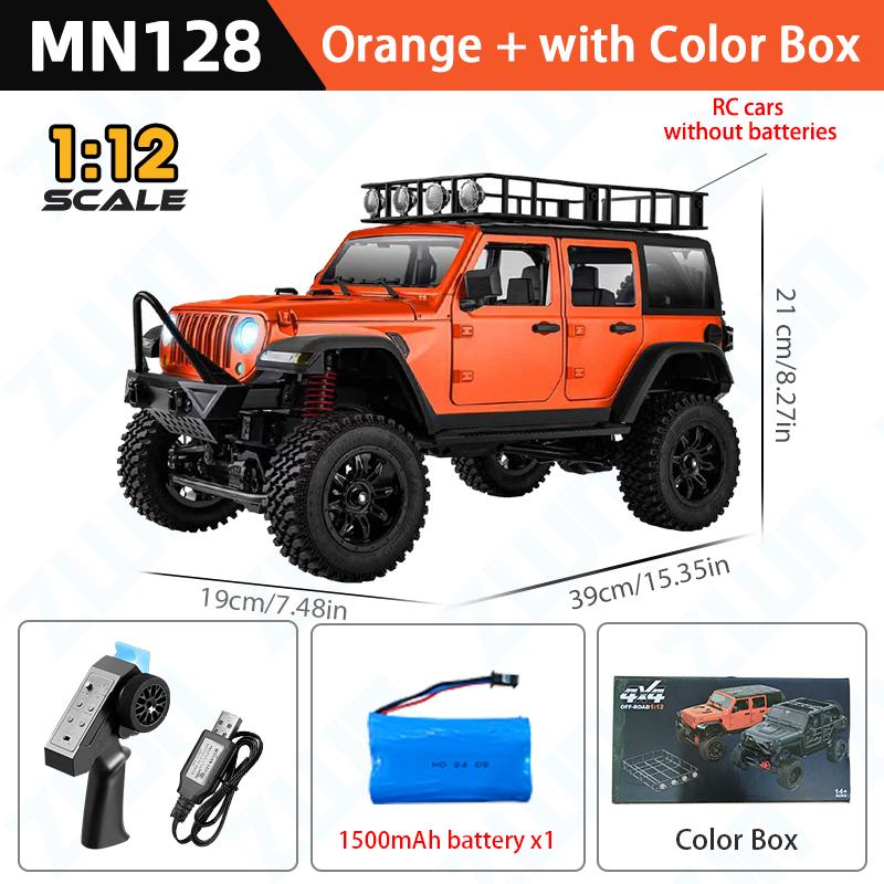 MN128 1:12 Remote Control Car 2.4g 4wd Full Scale Mnrc Rtr Led Light Rock Crawler Climbing RC Truck Adult Kids Christmas Gift
