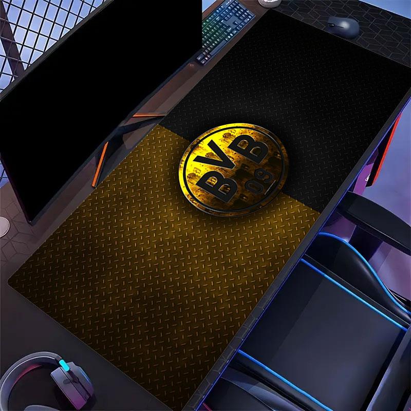 Podkładka pod mysz Borussia Dortmund, Duża mata na biurko do gier, Antypoślizgowa podkładka pod mysz XXL na laptopa i tablet, Mata do gry na mini PC ze zszywanymi krawędziami