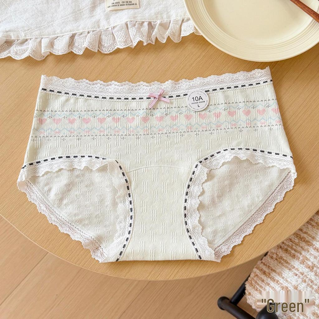 10A Antibacterial Lace Sweet Fresh Cotton Panties with Extended Crotch – Comfortable & Breathable Teen Briefs
