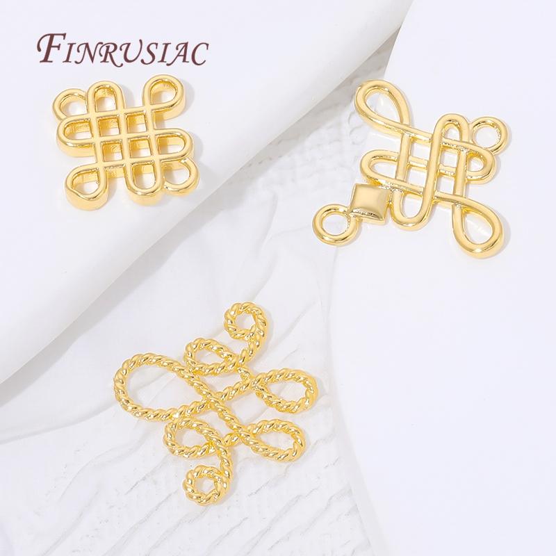 2/4/6Pcs 18K Gold Plated Chinese Knot Charms Connectors,High-quality Earring Links For Earrings Necklace Making DIY Accessories