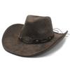 Big-brimmed Top Hat Retro Bull Head Decorative Leather Gentleman's Hat Tibetan Ethnic Style Knight Hat