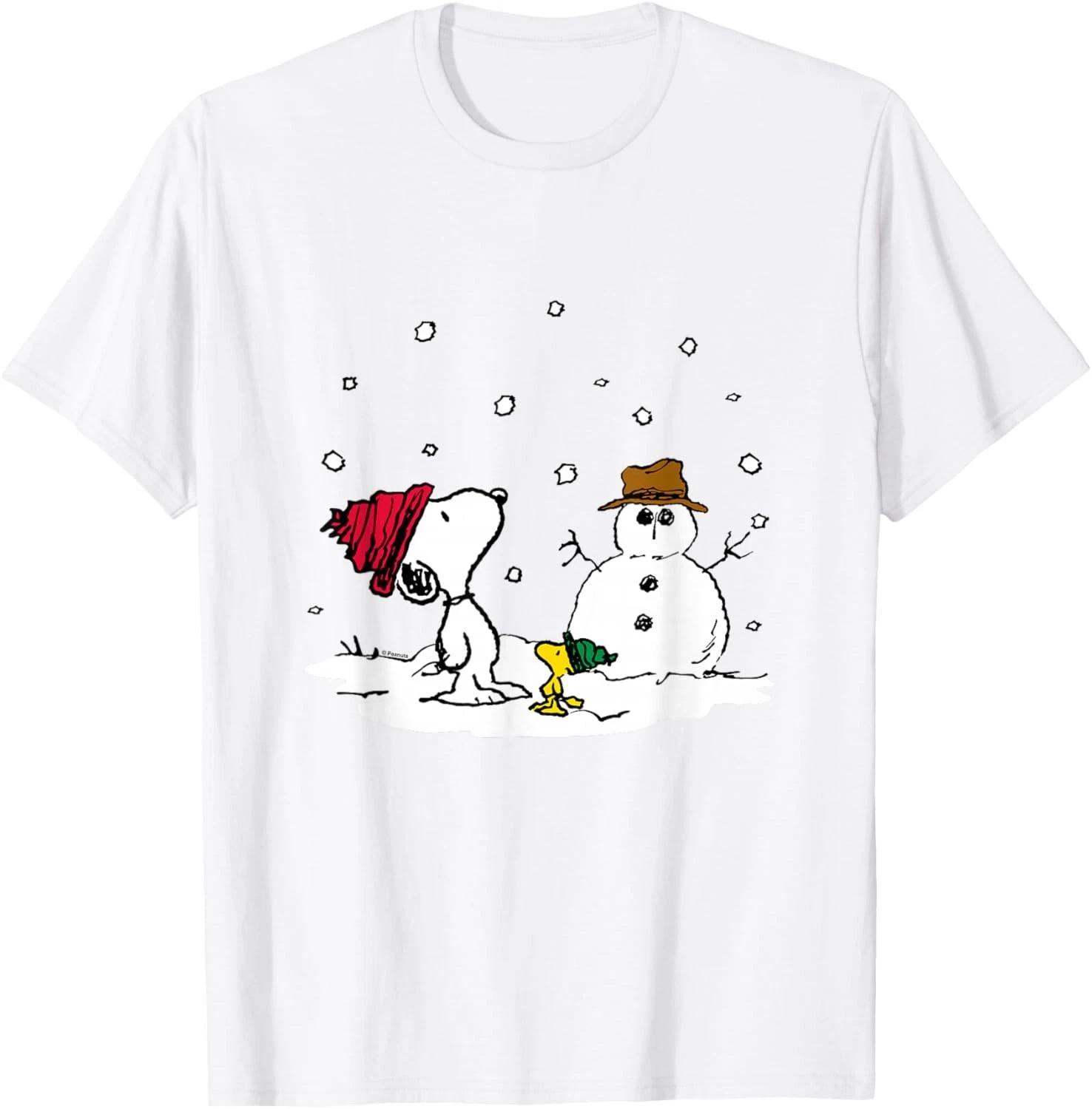 Peanuts - Snoopy Woodstock Snowman T- Shirt S