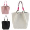 Fashion Soild Color Knitted Bucket Bag Handmade Large Capacity Wrist Bag Woven Ring Buckle Tote Bag For Women Girls