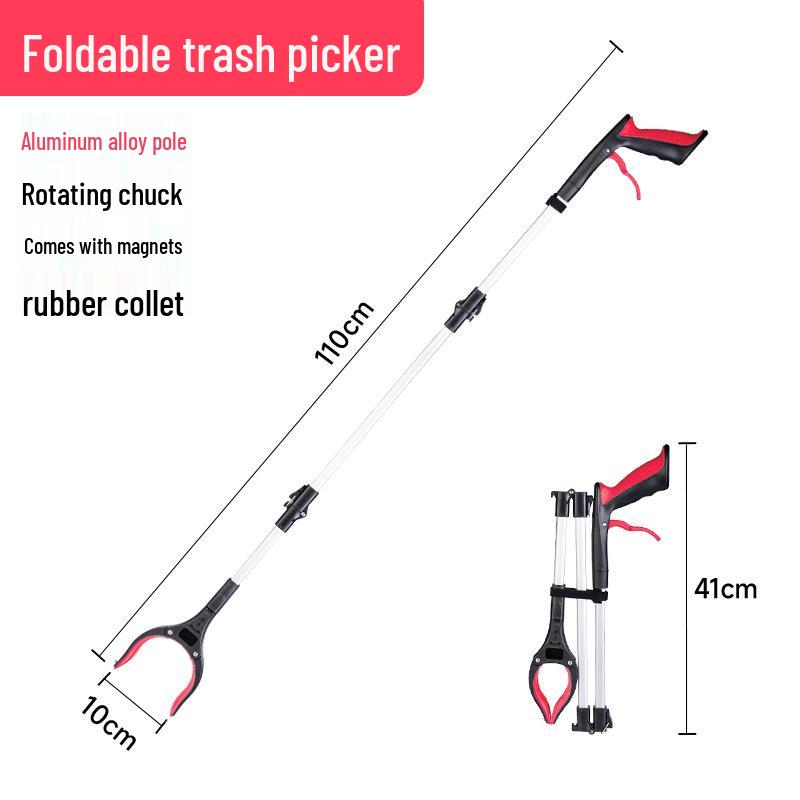 Collapsible Long-Handled Trash Picker Tongs - Household Sanitation Tool