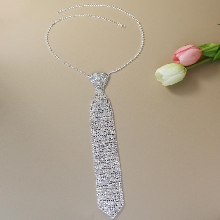 Modern Rhinestones Encrusted Necktie With Metallic Copper Detail Flexible Tie Lightweight Business Dinner Accessory