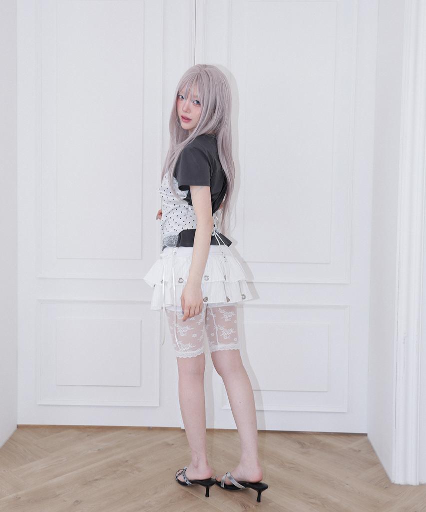 Chelikwili Soft Punk Eyelet Skirt - White