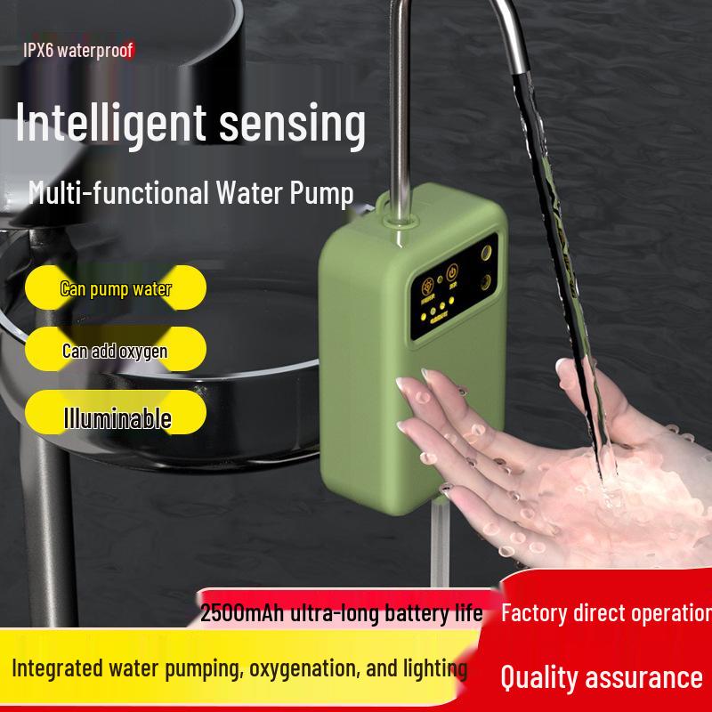 Tragbarer Multifunktionaler Outdoor-Fischerei-Wasserspender & Sauerstoffspender mit Induktionsbeleuchtung Others gray