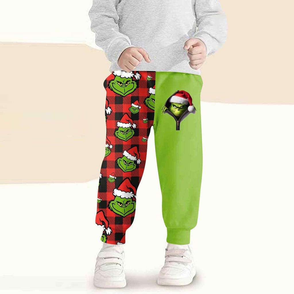 Kids' Fashion Christmas Print Loose-Fit Waistband Casual Sweatpants
