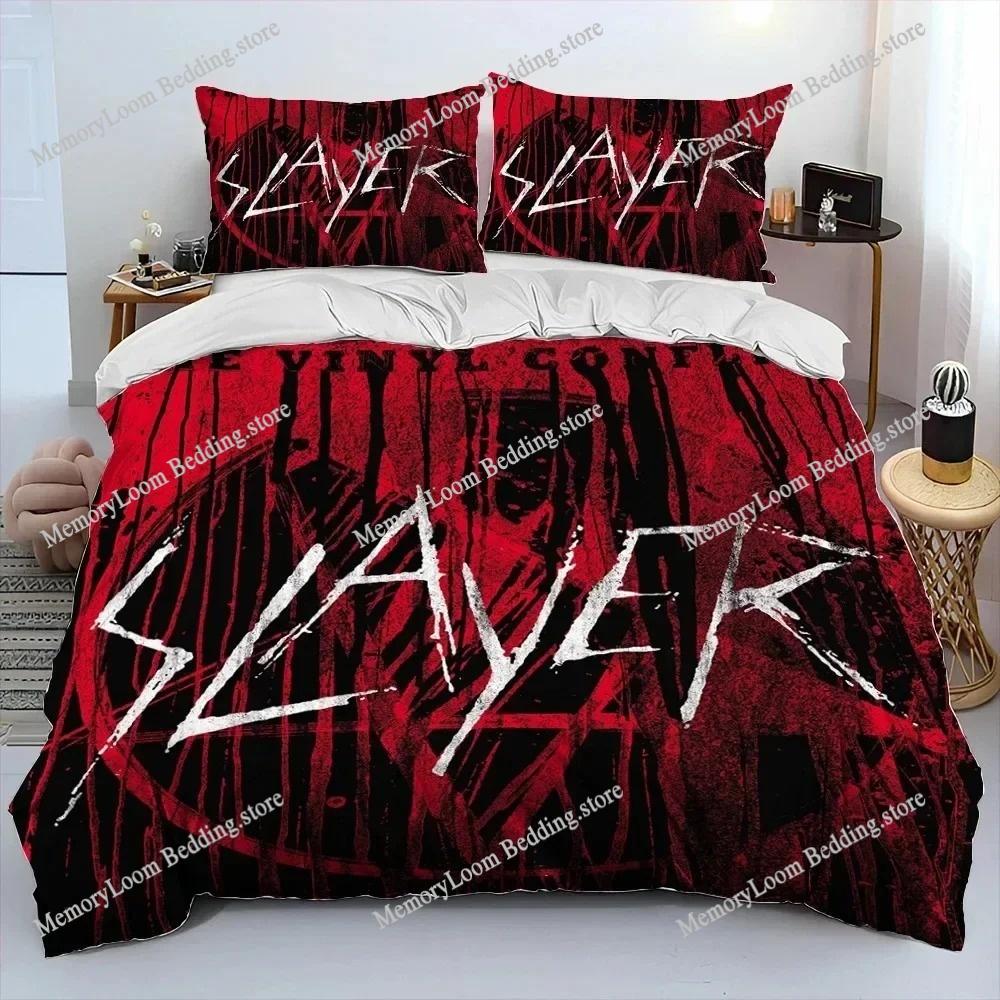 Art Style Unique Slayer Heavy Metal Band Music Bedding Set Queen/King Size Duvet Cover Comforter Soft Bed Sheet Set Home Decor