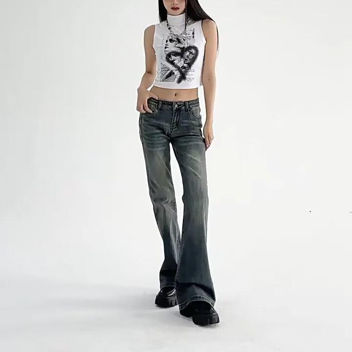 New Spring 2026 Women's Retro Low Waist Stretch Flare Jeans