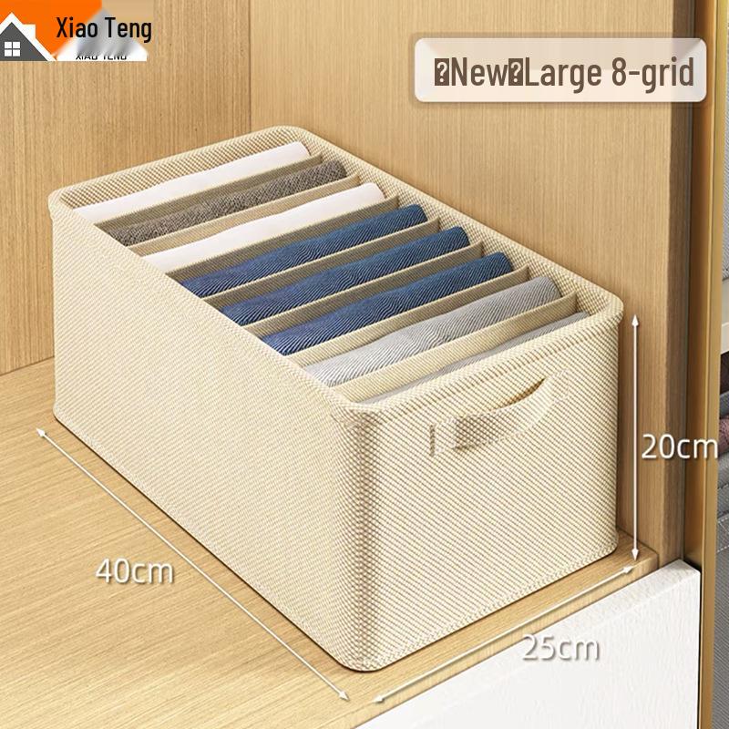PP Board Fabric Clothes Organizer with Dividers - Wardrobe Storage Box for Pants
