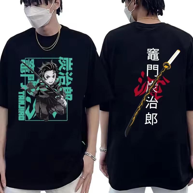 Demon Slayer Kamado Tanjirou Printed Short Sleeve T-shirt Men's and Women's T-shirt Men's Top Sports T-shirt Harajuku Y2K Tee