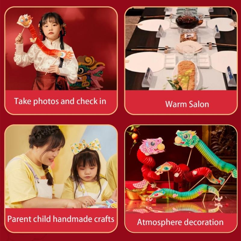 Chinese Snake Dance Craft Set Handmade 3D Snake Paper Puppet Set for Children Adult School Kindergarten