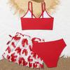 Girls Two Piece Swimsuit Set Adjustable Straps Bikini Top High Waist Bottom with Ruffle Skirt Cover Up Lightweight Swimwear for Kids