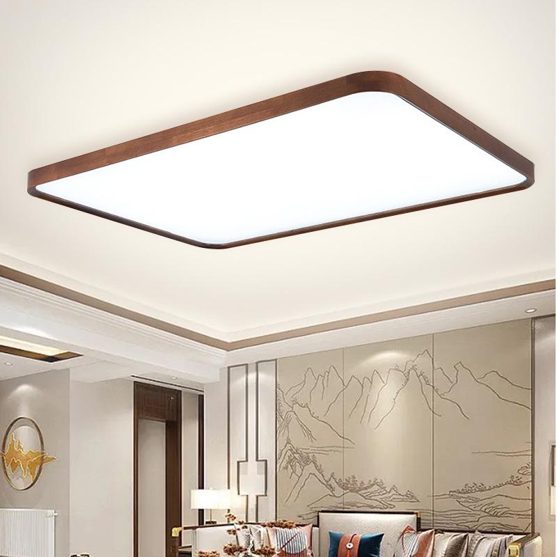 Modern Minimalist Walnut Ceiling Light - Solid Wood for Living Room, Bedroom, Dining Room, and Study