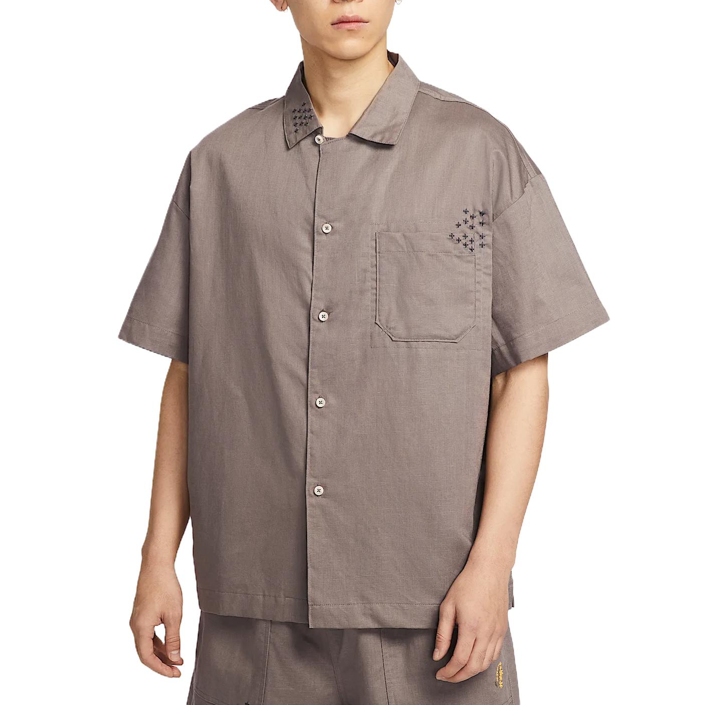 

Nike SS25 Comfortable Classic Fashion Solid Color Versatile Short Sleeve Shirt Men shirts Brown HJ2982289 S