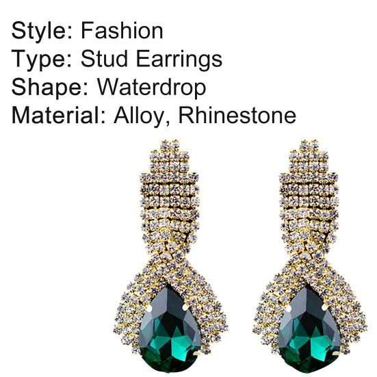 1Pair Earrings Eco-friendly Comfortable Rhinestone Blue Rhinestone Earrings for Wedding