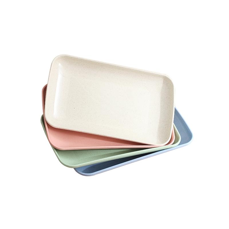 Creative Wheat Straw Rectangular Plate Dessert Sushi Pasta Plate  Dishes Dinner Plate Healthy Tableware Kitchen Cooking Utensils