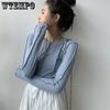 WTEMPO Tricouri cu mânecă lungă cu decolteu O Femei Subțire Rhodo Blue Chic Streetwear Femei Cool Coreeană de primăvară Casual Tops