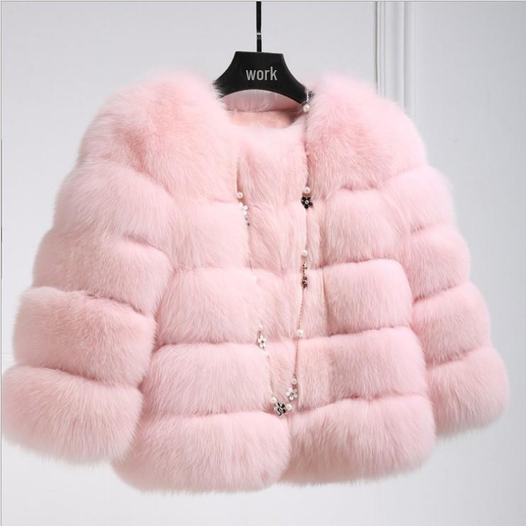 Kurzer Wintermantel aus Kunstfuchs für Damen - Europäischer & Amerikanischer Stil, Langärmelig