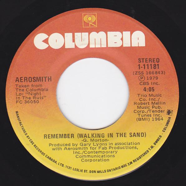 7inch Record AEROSMITH  Remember Walking In The Sand 111181 COLUMBIA 1979 Canada Rock Used