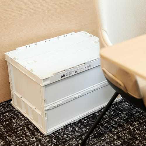 [.co.jp Exclusive] TRUSCO Thin Folding Container, 50L with Locking Lid, TR-C50B-A-OW, Off-White, Storage Case/Box