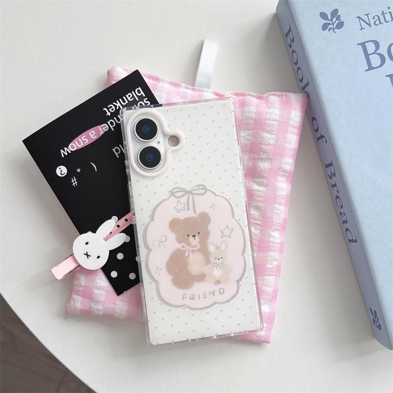 

Luxury 3D Bowknot Rabbit & Bear iPhone 17/16 Pro Max/15 Pro Case iPhone 17 Pro
