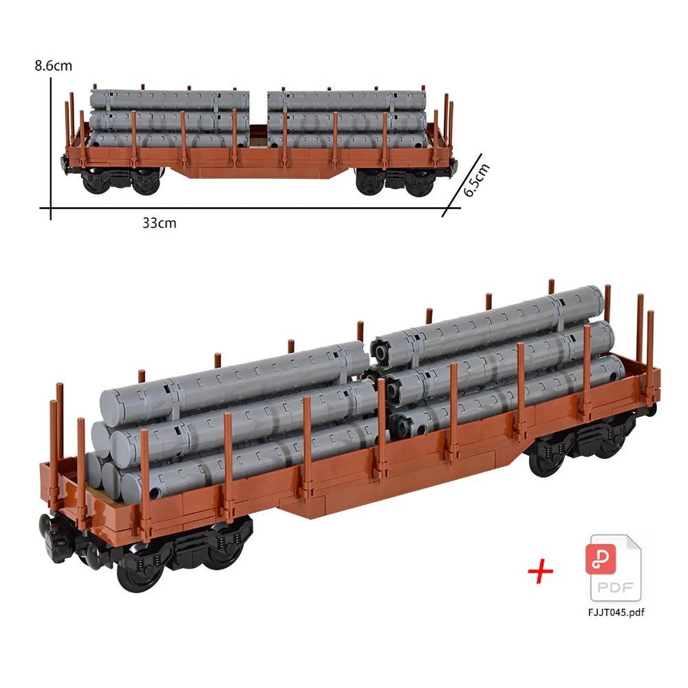 Creative Small Building Blocks German Freight Train Carriages Set - Stone/Coal/Low-bed Cars DIY Toy