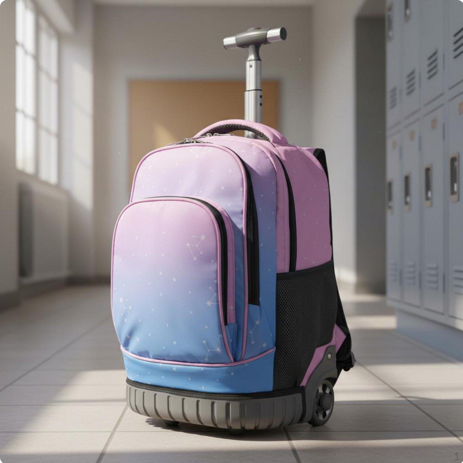 Wheeled School Backpack 2in1 Design Student Trolley Large Capacity Convertible Rolling