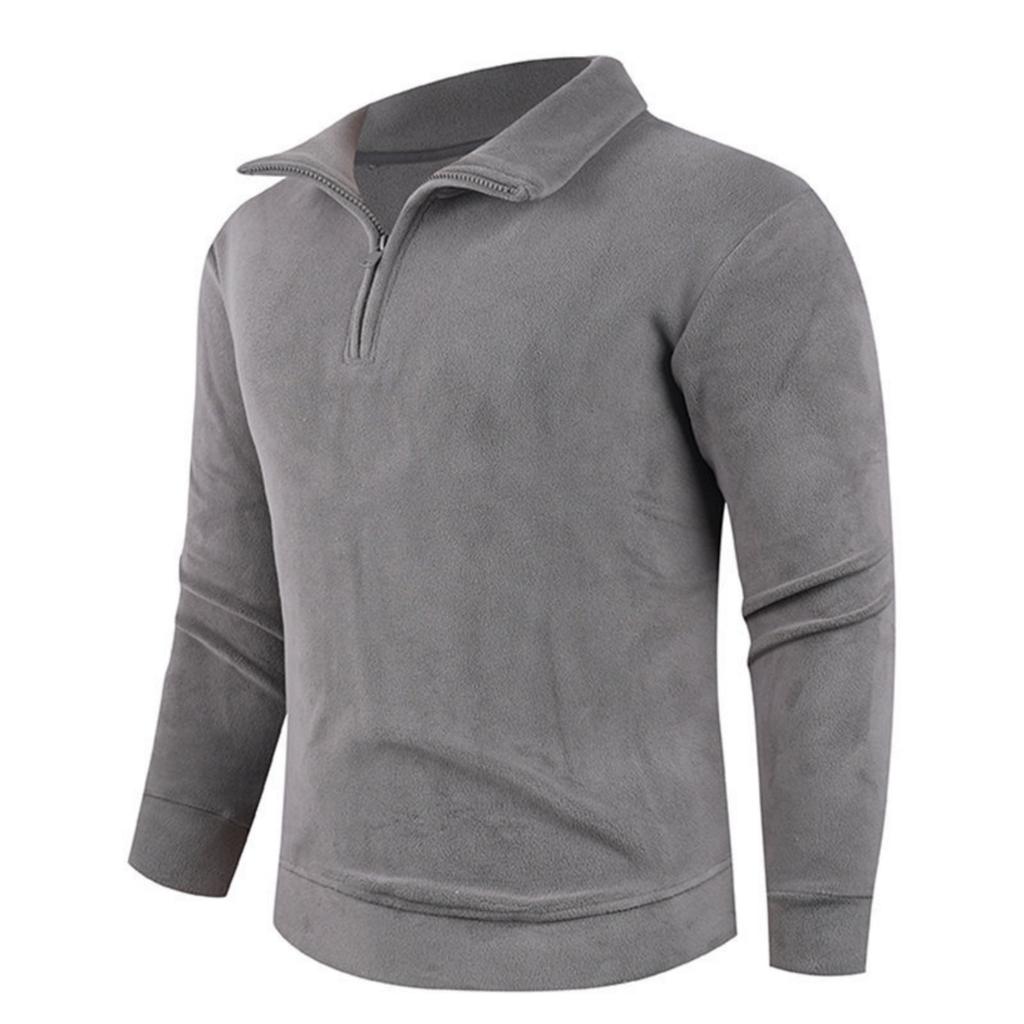 Lässige lockere Fleecejacke für Damen und Herren, Herren einfarbiges Sweatshirt mit Stehkragen und halbem Reißverschluss