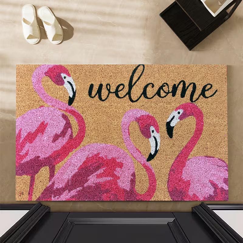 Flamingo Welcome Carpet Anti Slip Living Room Bedroom Home Carpet Living Room Bedroom Kitchen Anti Slip Floor Mat Home Decor