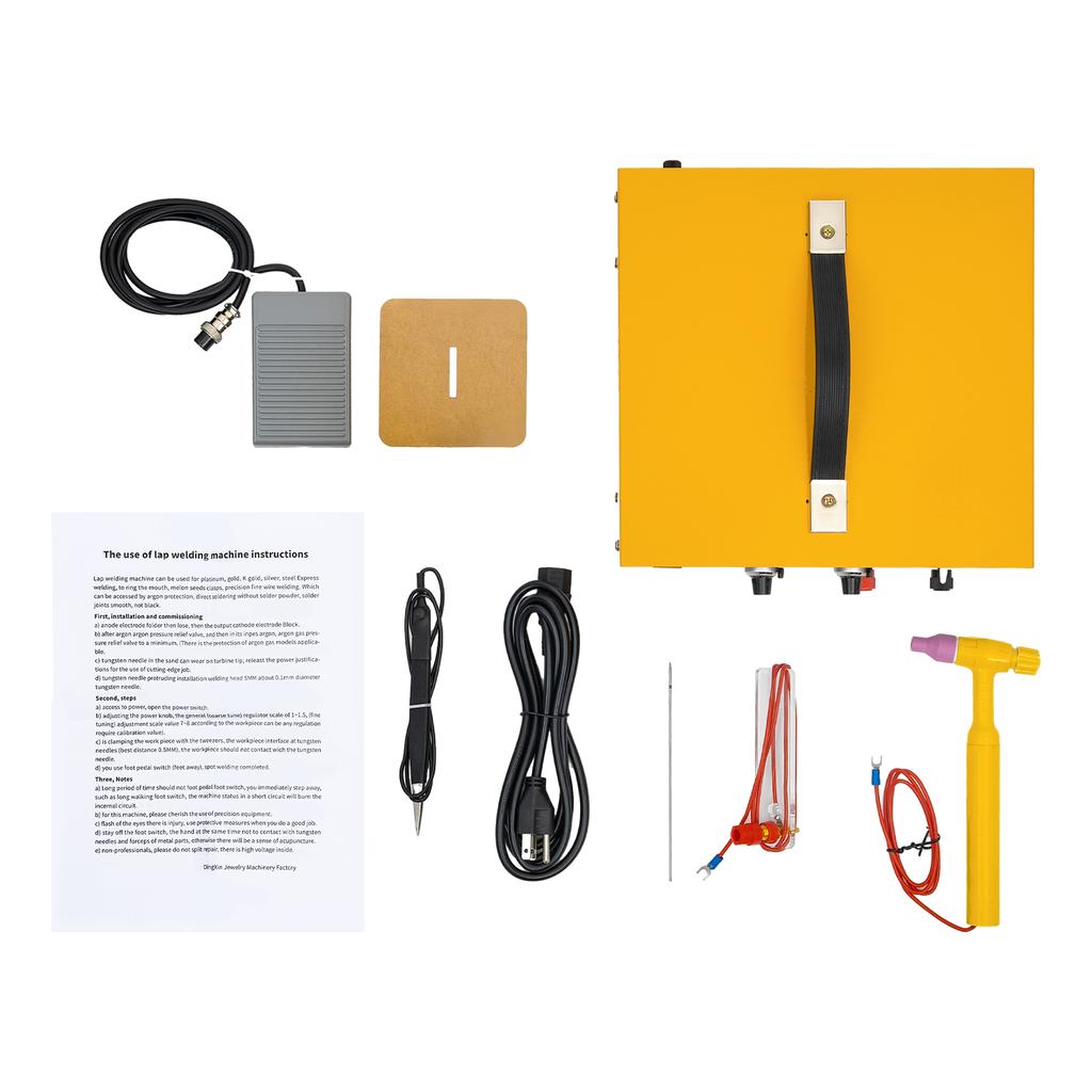 Jewelry Spot Welder 80A Electric Adjustable Pulse Spark Spot Welding Machine for Platinum Gold Silver Steel Earring Ring Yellow