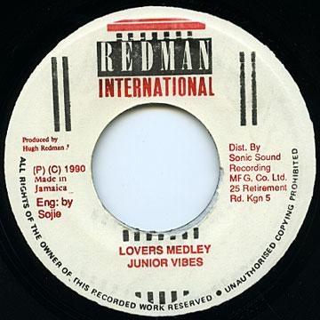 

7inch Record JUNIOR VIBES Lovers Medley NONE Redman Internat 1990 Jamaica Reggae Ska Dub Used
