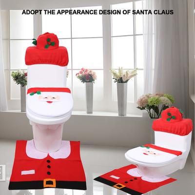 Christmas Santa Claus Bathroom Toilet Cover Pad Set for Home Christmas Decoration