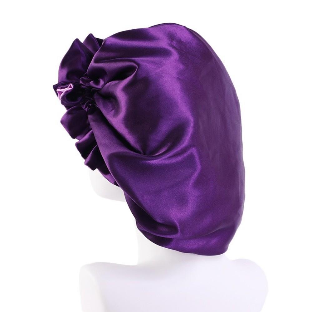 Double Layer Shower Caps Reversible Wear Bath Hair Cap Soft Cosmetic Cap  Makeup Tool