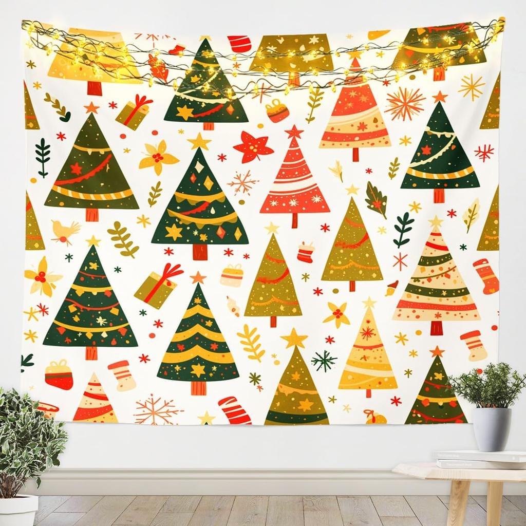Christmas Tapestry New Year Background Wall Hanging Decoration Fireplace Stockings Gifts Hanging Cloth