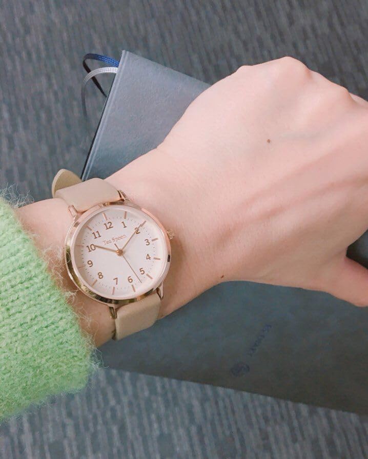 [Follow] Watch Tea Spoon Matte Color Dial Sweatproof Belt H01020S-1 BE Women's Beige