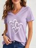 Funny Love 3D Print Women's T-Shirts Fashion V-neck Short Sleeve Tops Daily Casual Girl T shirt Summer Loose Tee Ladies Clothing