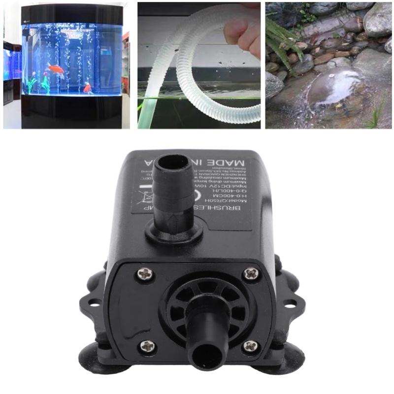 Fountain Submersible Pump Small For Aquarium Adjustable Flowrate DC 12V 10W 0-400L/H 0-400cm Lift QR50H