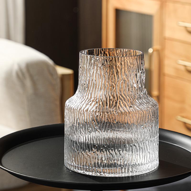 Trendy Transparent Glass Hydroponic Flower Vase for Fresh Roses - Elegant Living Room/Dining Table Decor