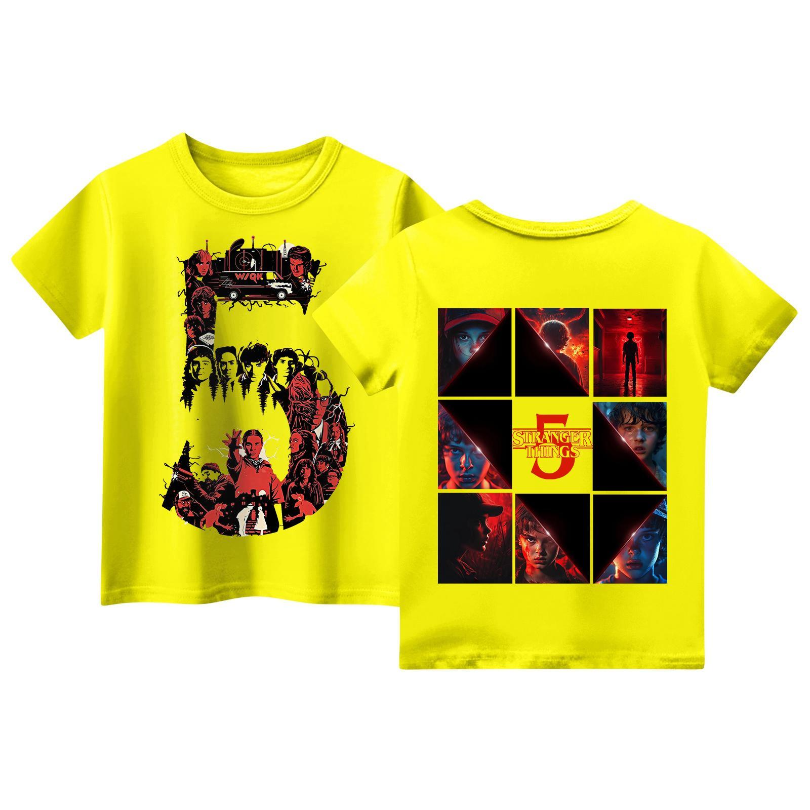 

Детские топы с коротким рукавом, повседневная футболка с принтом, круглый вырез, блузка-пуловер 160 жёлтый