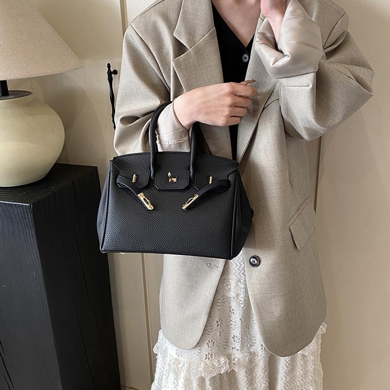 New High-end Bag, Lychee Pattern Lock, Platinum Bag, Portable Shoulder Messenger Trendy Women's Bag