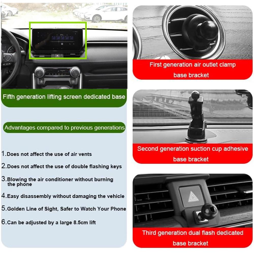 360° Car Phone Holder For 2023-2024 Toyota RAV4 with 10.25" Screen Fixed Bracket