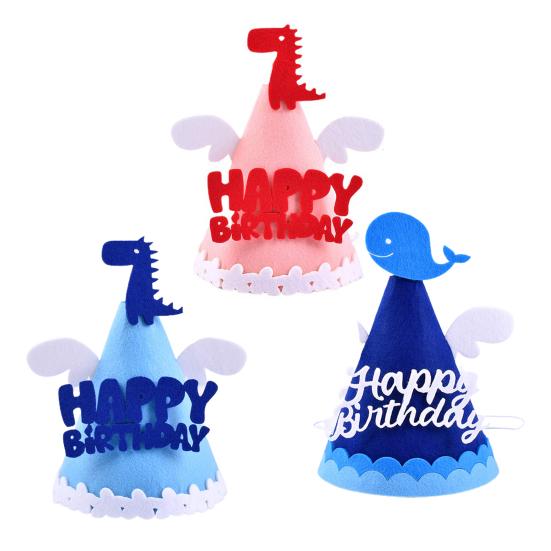 Happy Birthday Hat Dinosaurs Whales Bright Color No Deformation Adorable Adult Children Birthday Felt Hat Party Supplies