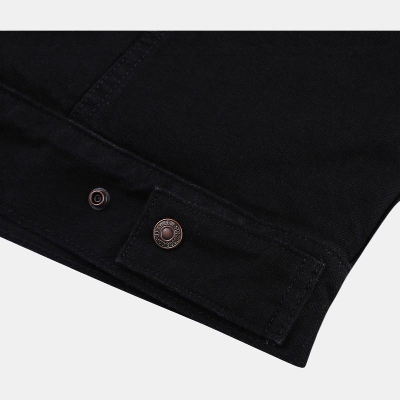 Levis Solid Color Button-Down Casual Long Sleeve Denim Jacket Women Jackets Black 17356-0000