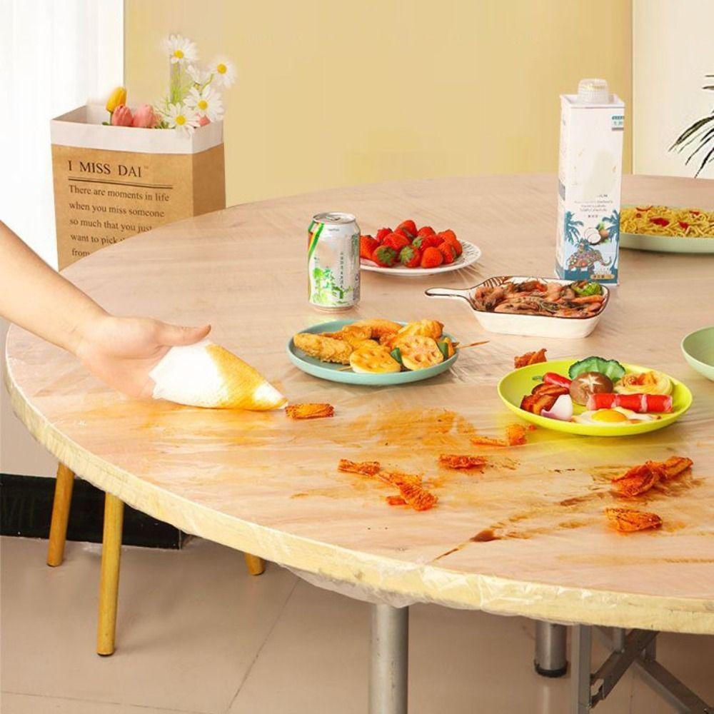 10Pcs/Pack Round/Rectangular Universal Table Cover Elastic Hem Table Protector  Restaurant